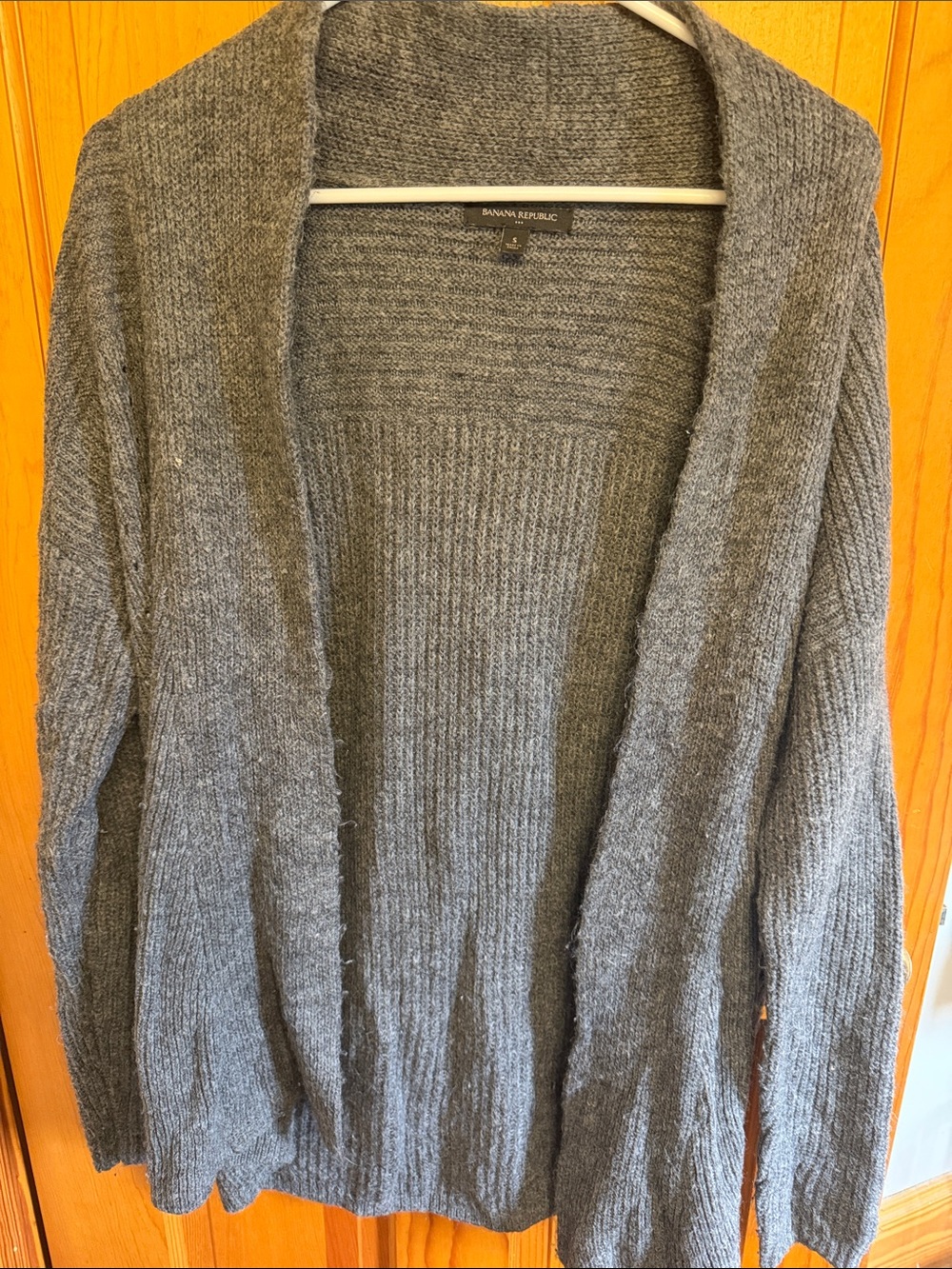 Banana Republic Gray Open-Front Ribbed Cardigan